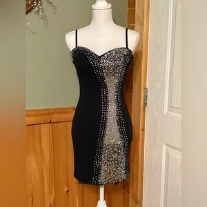 Banjul Black and Silver Sequin Bodycon Mini Dress size Small. NWOT